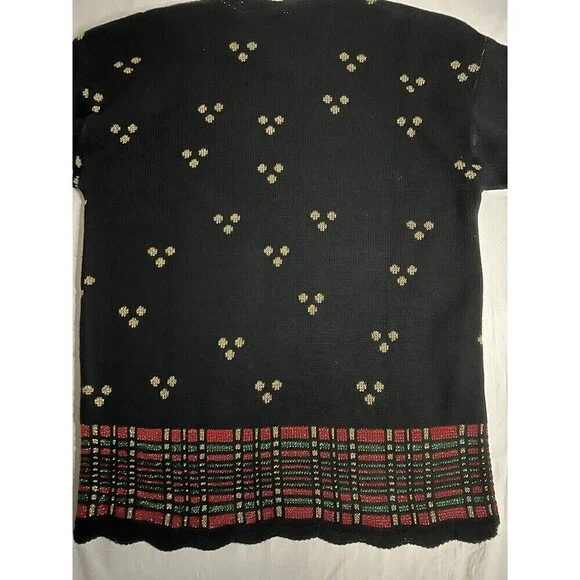 Christmas Knitted Sweater Black Candles Metallic Thread SZ Small Ugly Sweater - Picture 2 of 6